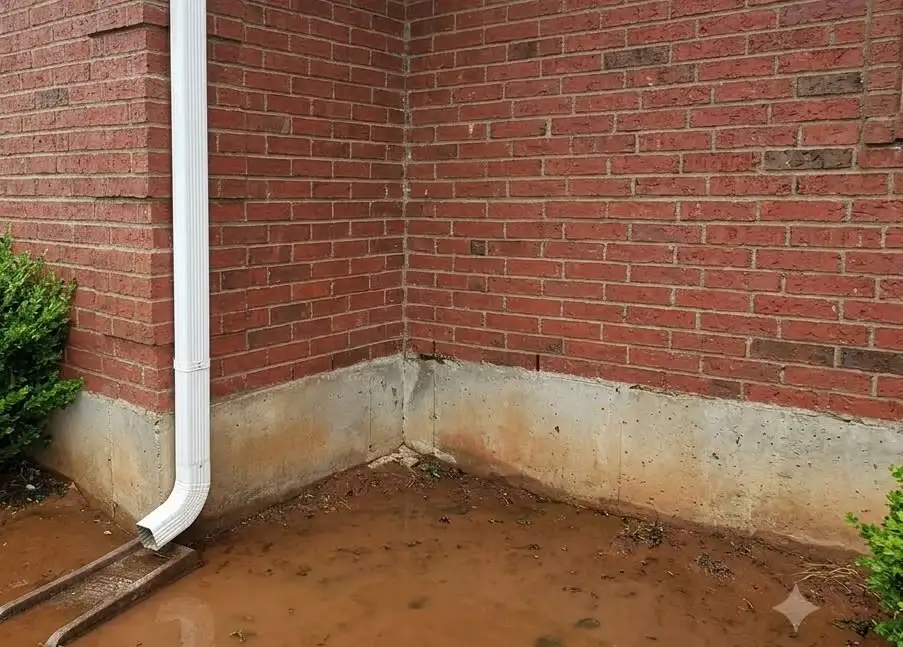 Gutter Cleaning in Dallas, TX 3 Pooling water near a foundation from a clogged Dallas gutter