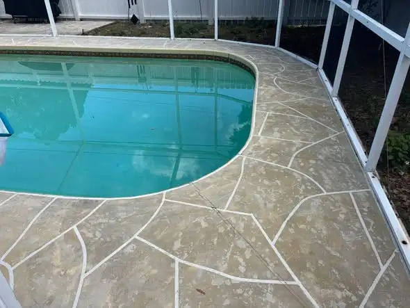 Pool deck cleaning Dallas TX results on stamped concrete