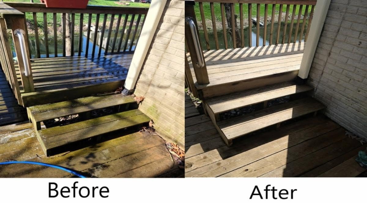 Algae and mildew buildup removed from a Dallas wood deck