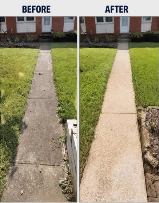 Frisco Pressure Washing 2 Concrete walkway before and after pressure washing